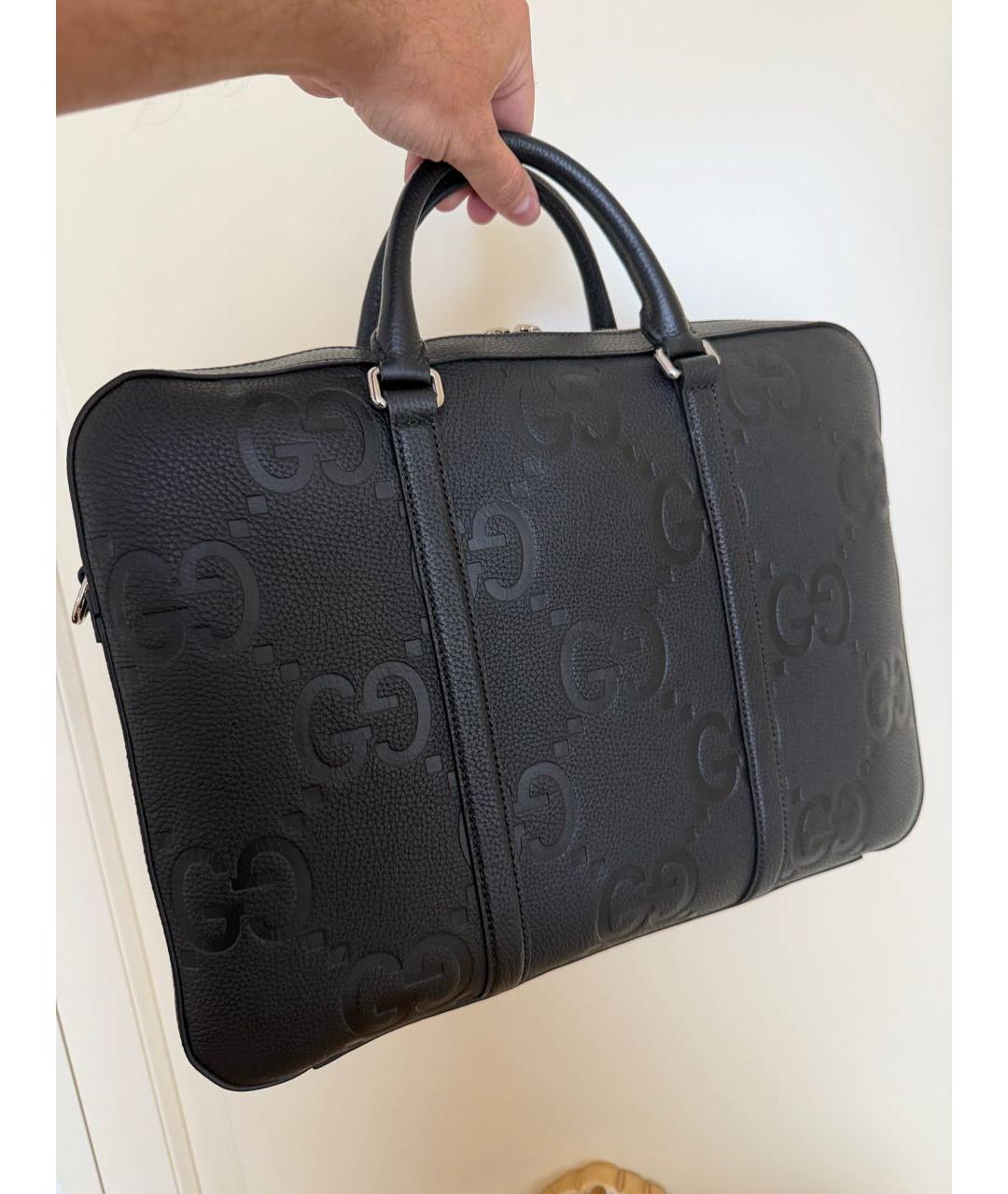 GUCCI Черный кожаный портфель, фото 2