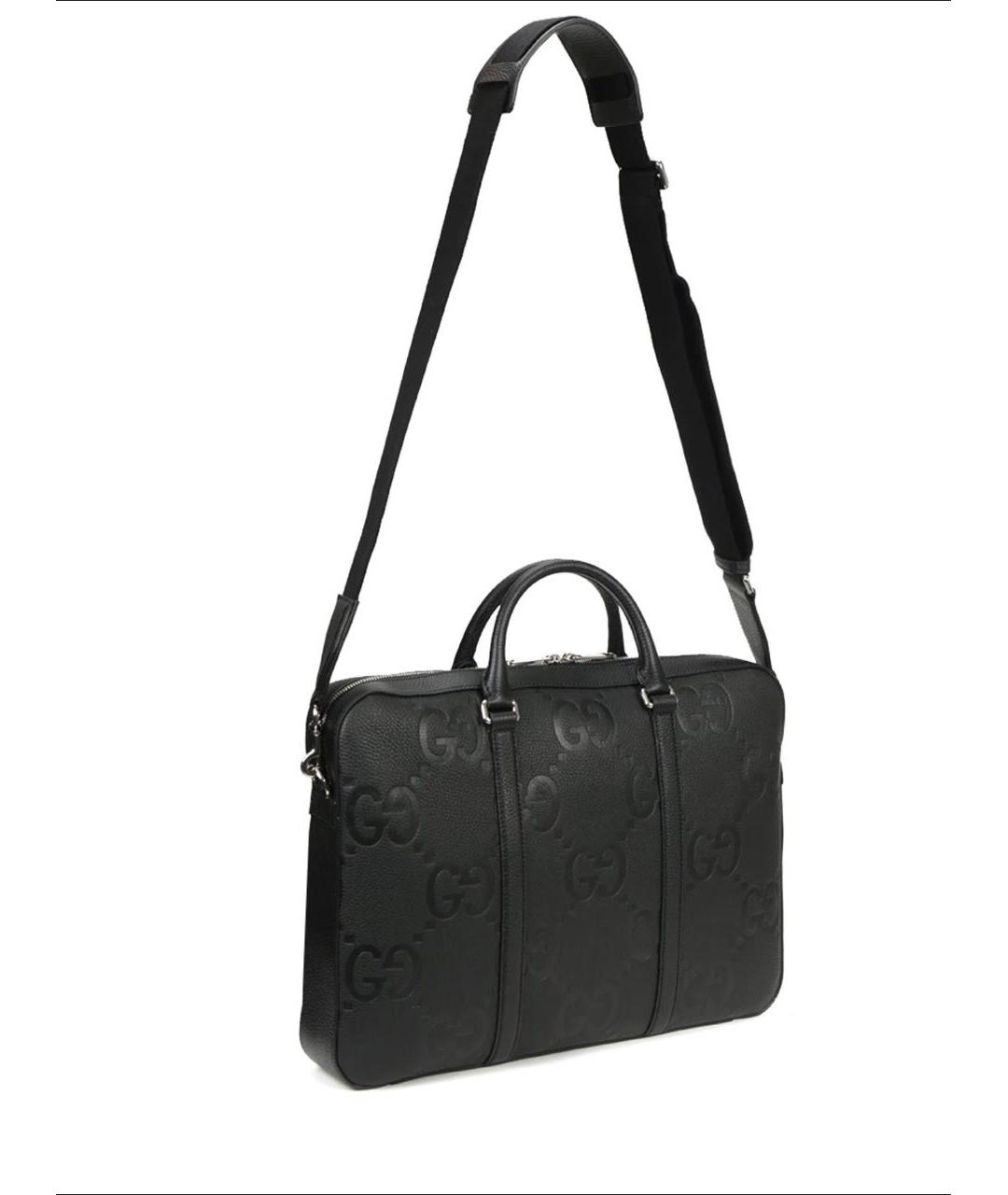 GUCCI Черный кожаный портфель, фото 5