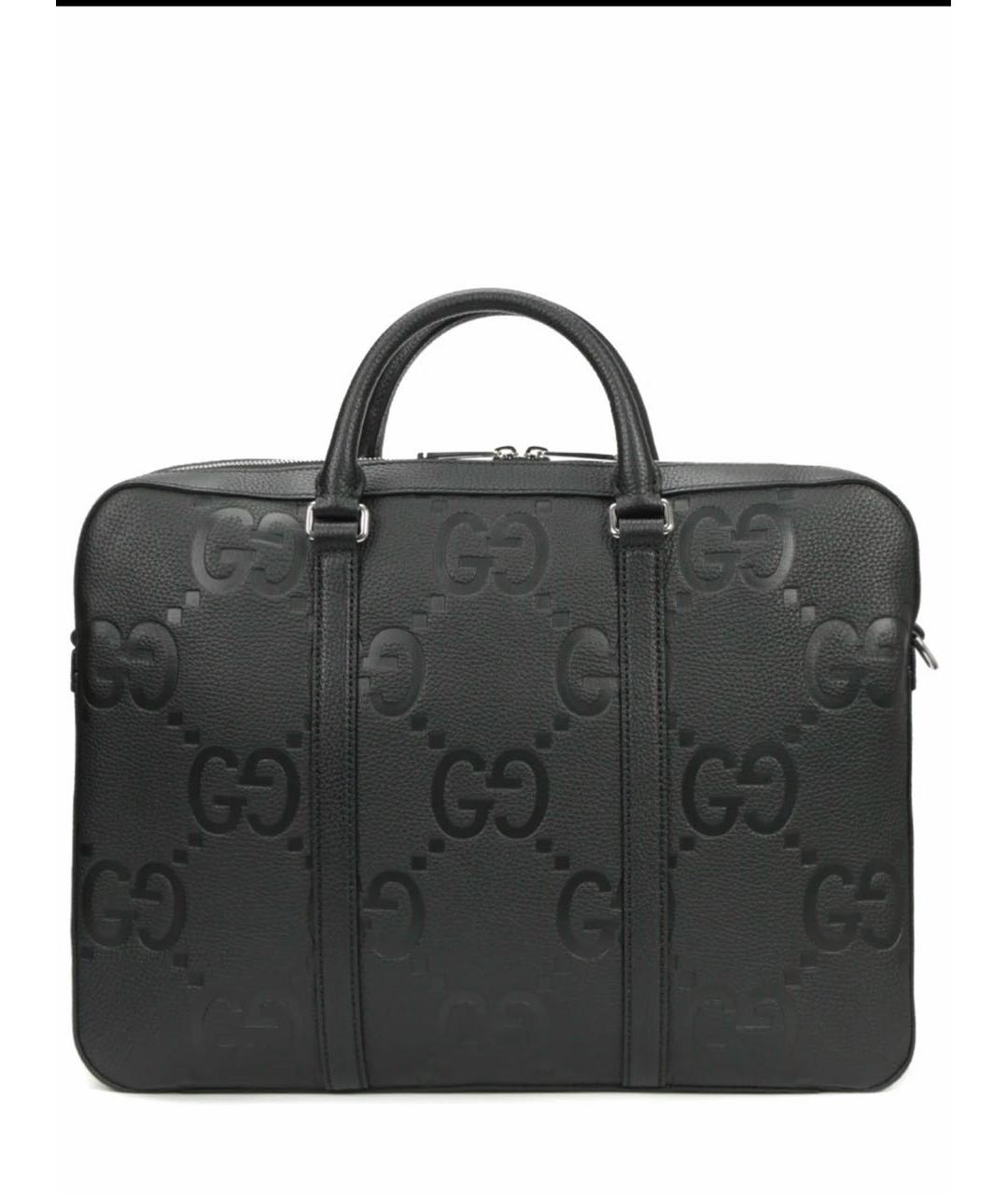 GUCCI Черный кожаный портфель, фото 8