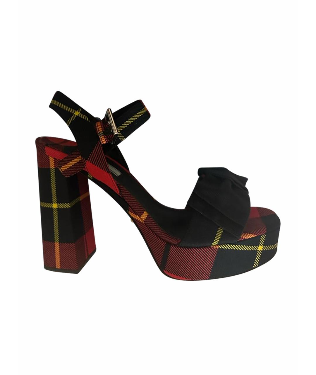 PRADA Красные текстильные босоножки, фото 5