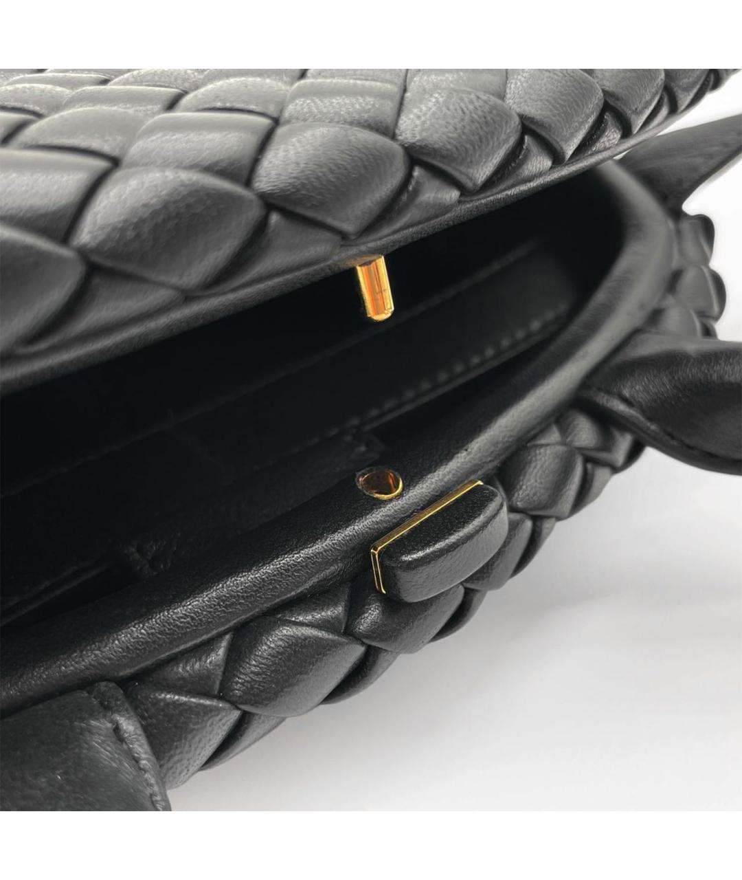 BOTTEGA VENETA Черная кожаная сумка с короткими ручками, фото 4