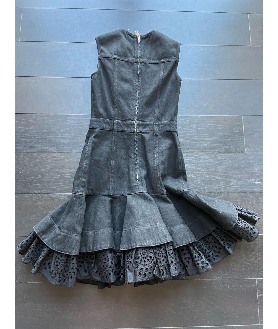 ALEXANDER MCQUEEN Черное хлопковое коктейльное платье, фото 3