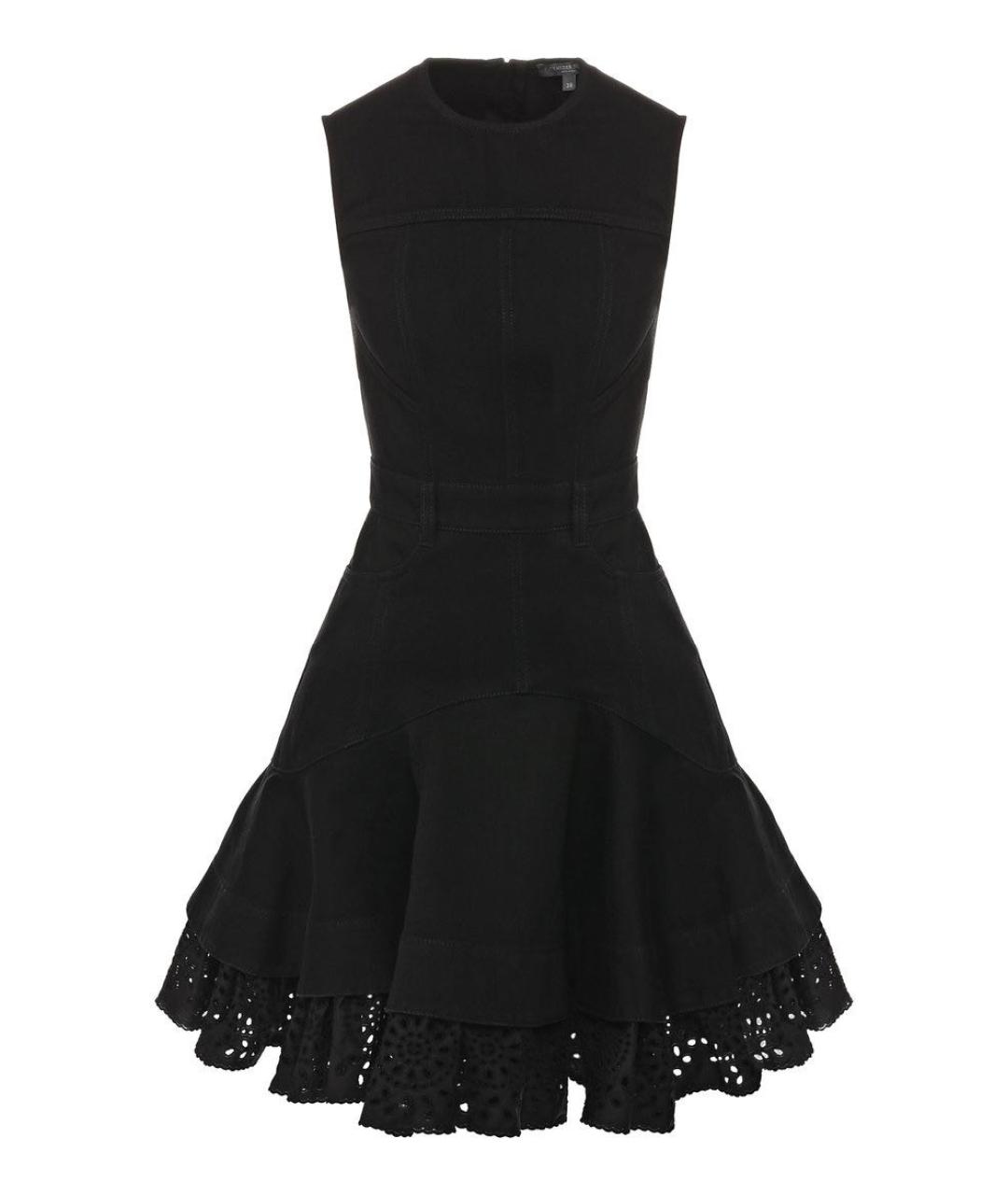 ALEXANDER MCQUEEN Черное хлопковое коктейльное платье, фото 1