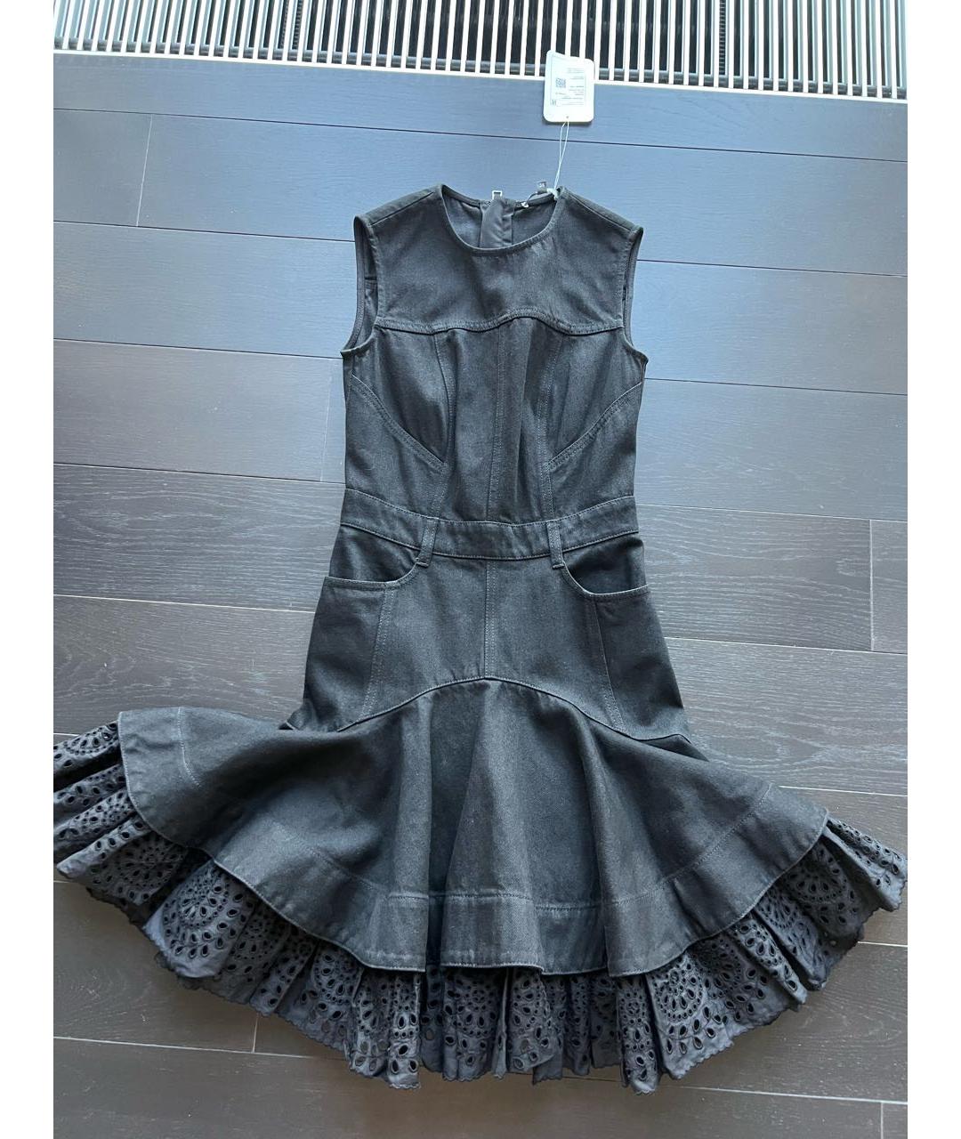 ALEXANDER MCQUEEN Черное хлопковое коктейльное платье, фото 2
