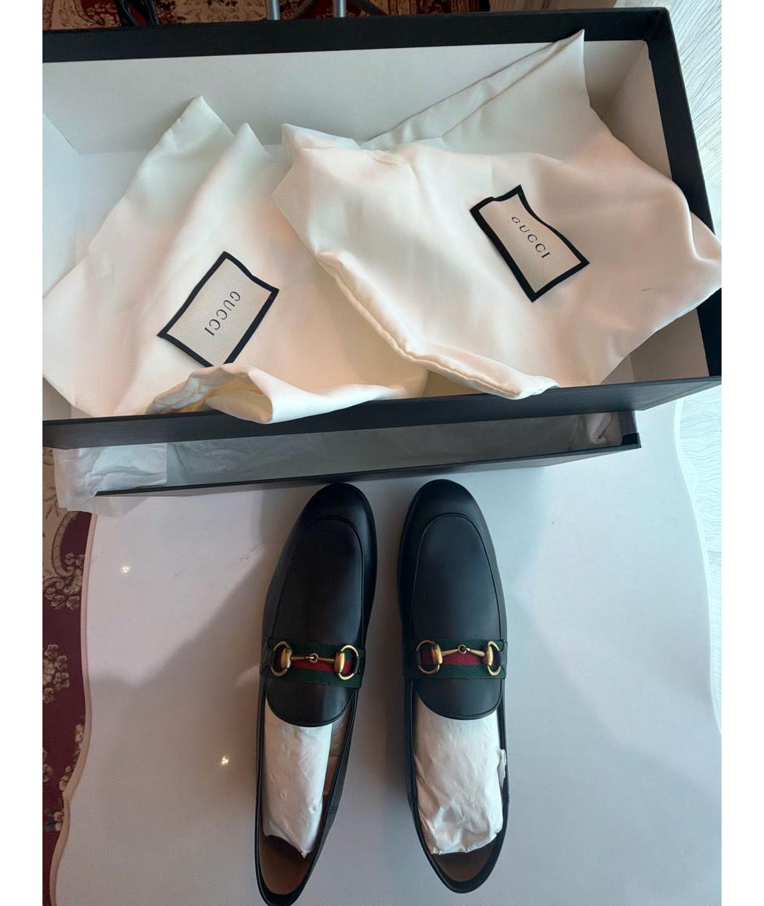 GUCCI Черные кожаные туфли, фото 5