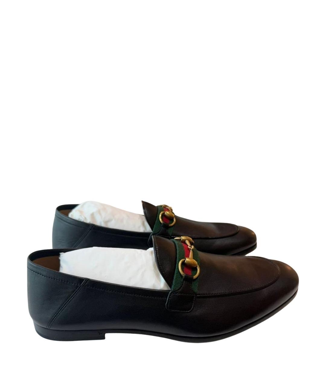 GUCCI Черные кожаные туфли, фото 1