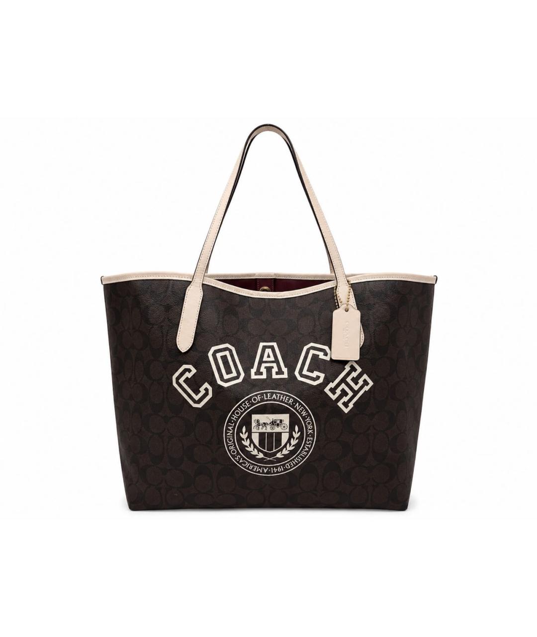 COACH Коричневая канва сумка тоут, фото 6