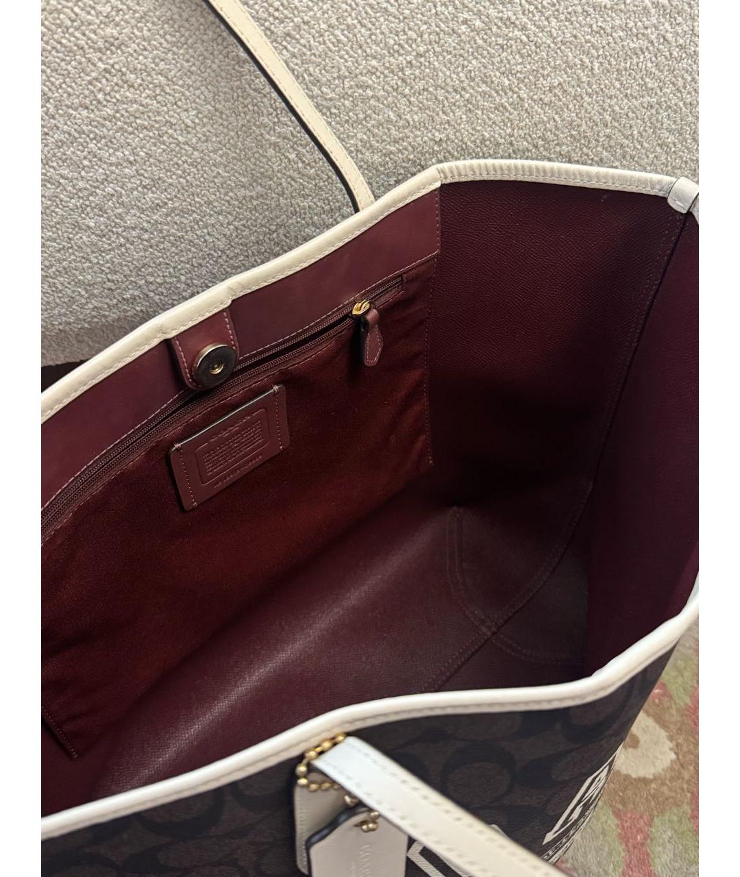 COACH Коричневая канва сумка тоут, фото 4