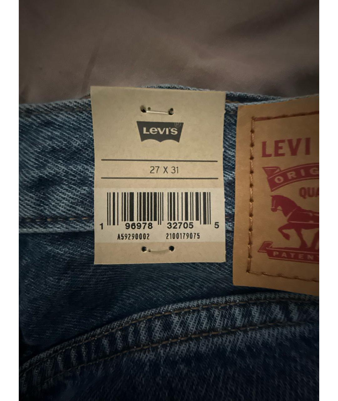 LEVI'S Синие хлопковые прямые джинсы, фото 7