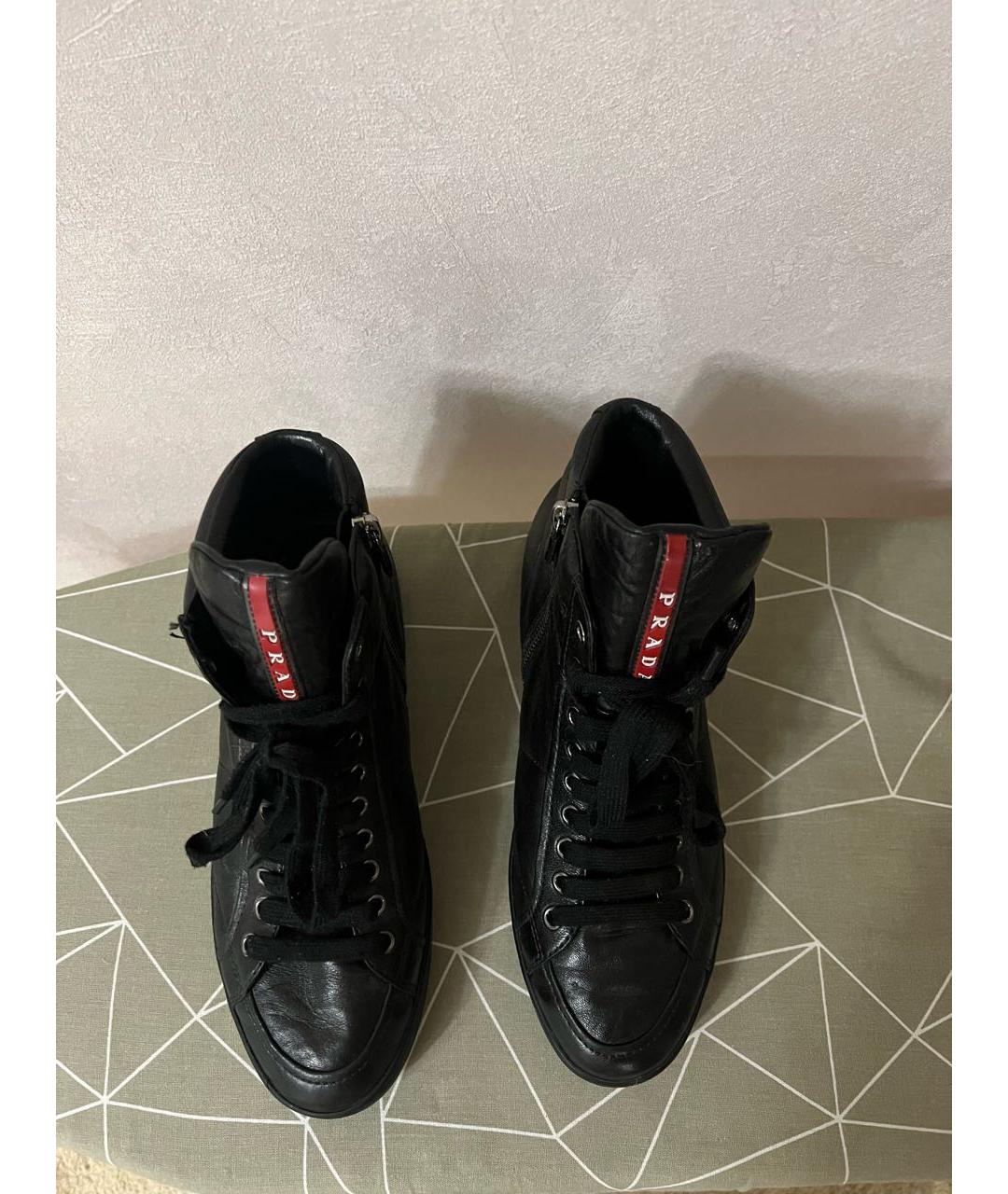 PRADA Черные кожаные ботинки, фото 2