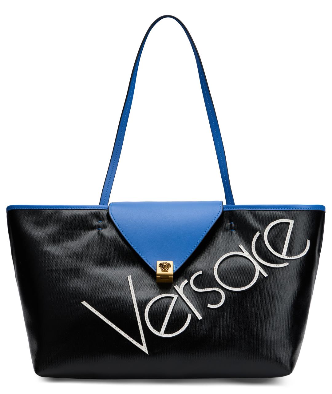 VERSACE Черная хлопковая сумка тоут, фото 2