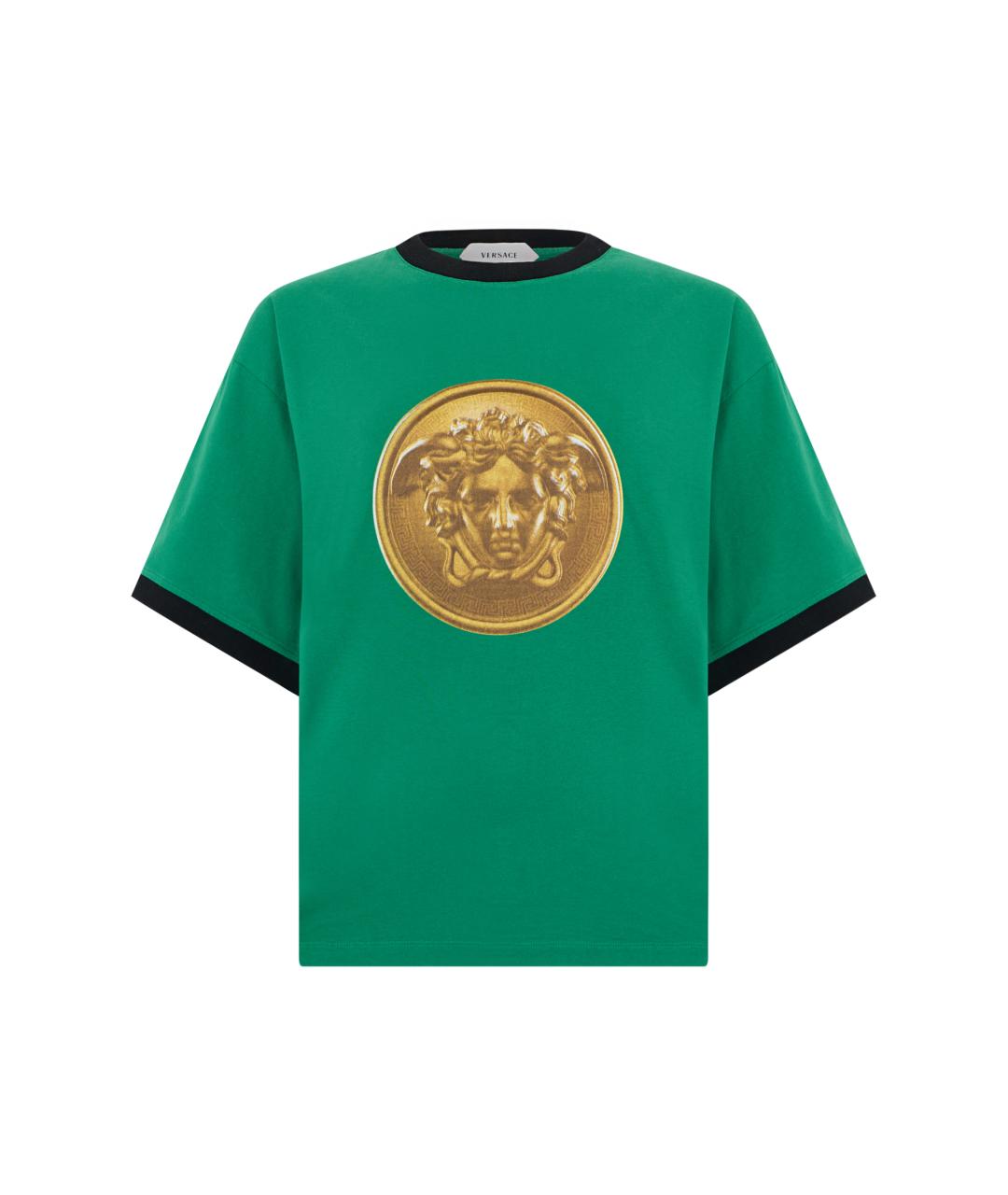 VERSACE Зеленая хлопковая футболка, фото 1