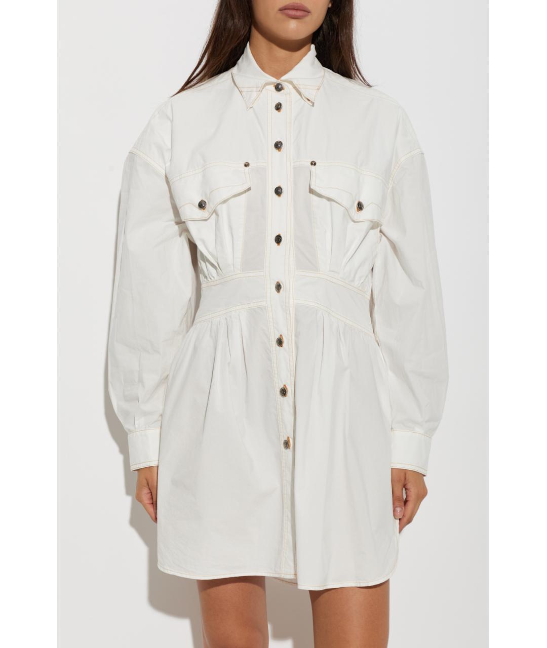 VERSACE Белое хлопковое повседневное платье, фото 3