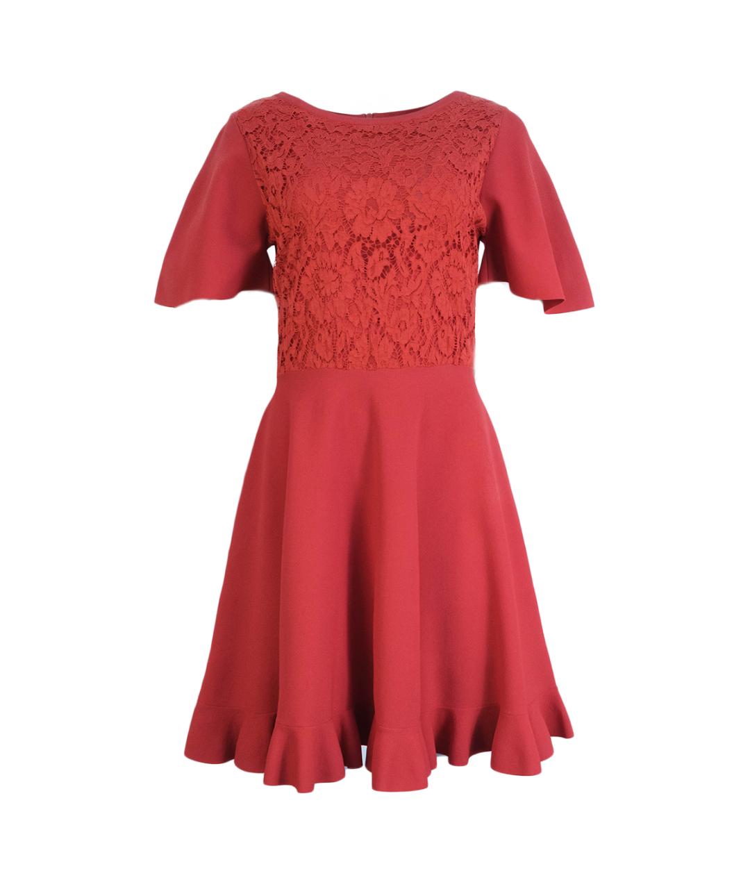VALENTINO Красное вискозное повседневное платье, фото 7