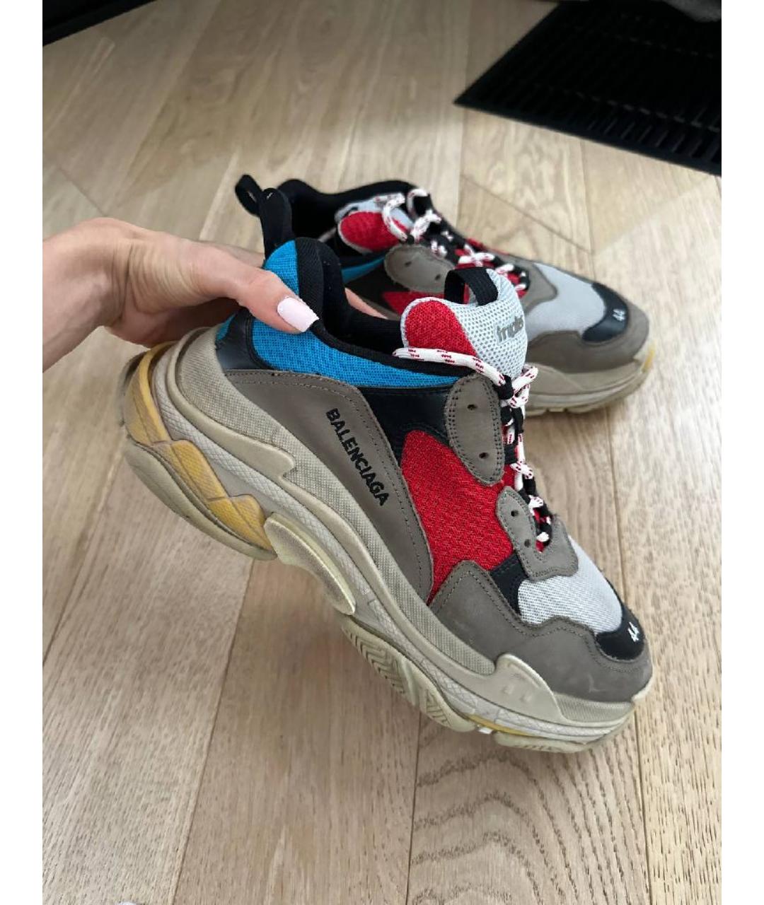 BALENCIAGA Серые текстильные низкие кроссовки / кеды, фото 6