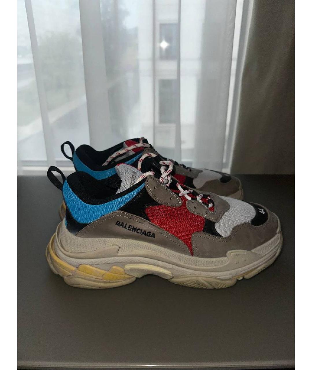 BALENCIAGA Серые текстильные низкие кроссовки / кеды, фото 4