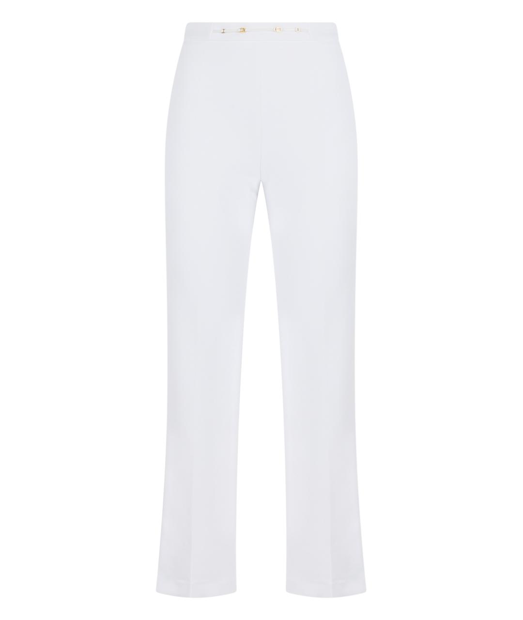ELISABETTA FRANCHI Белые полиэстеровые прямые брюки, фото 1
