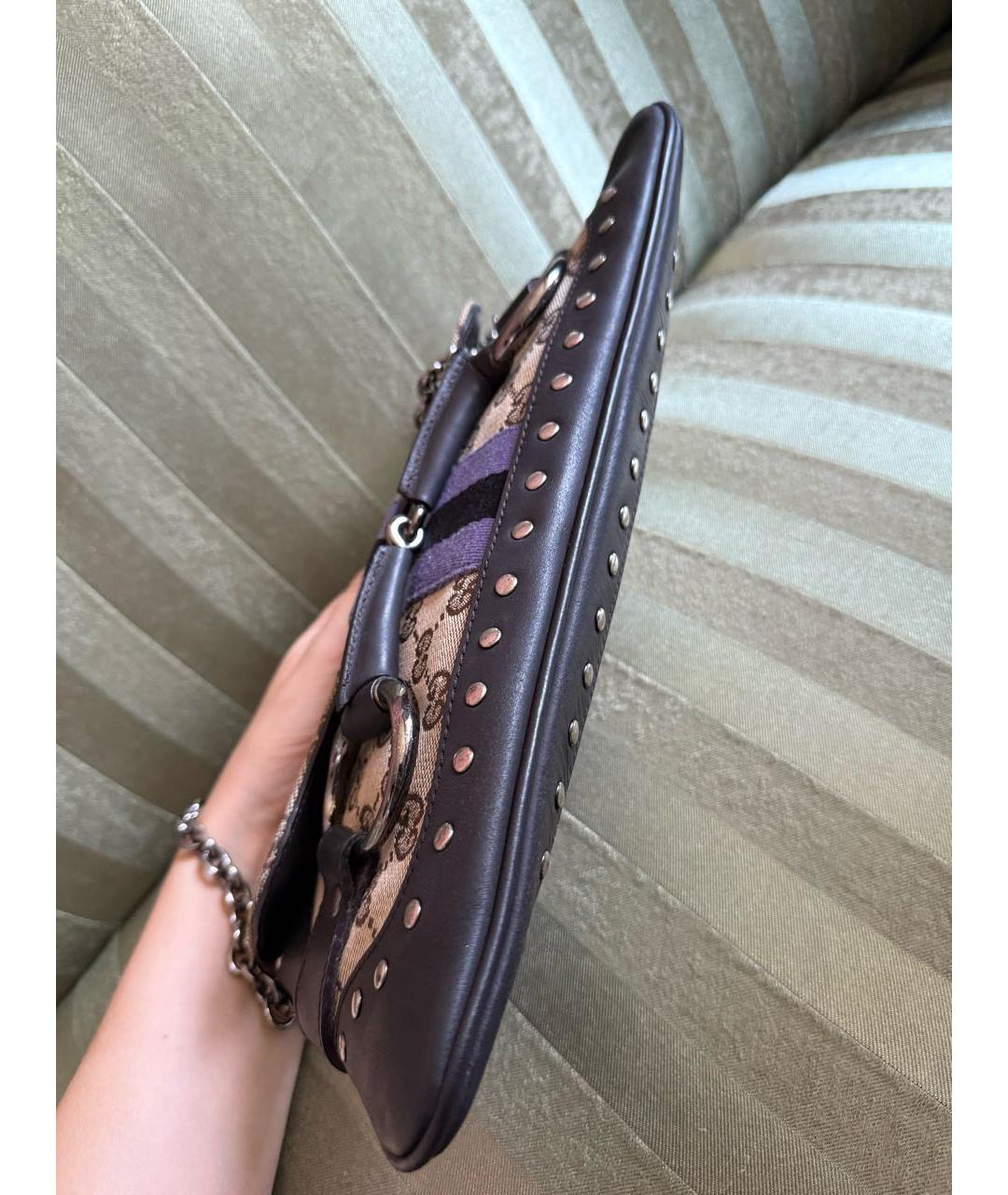 GUCCI Коричневая канва сумка через плечо, фото 6