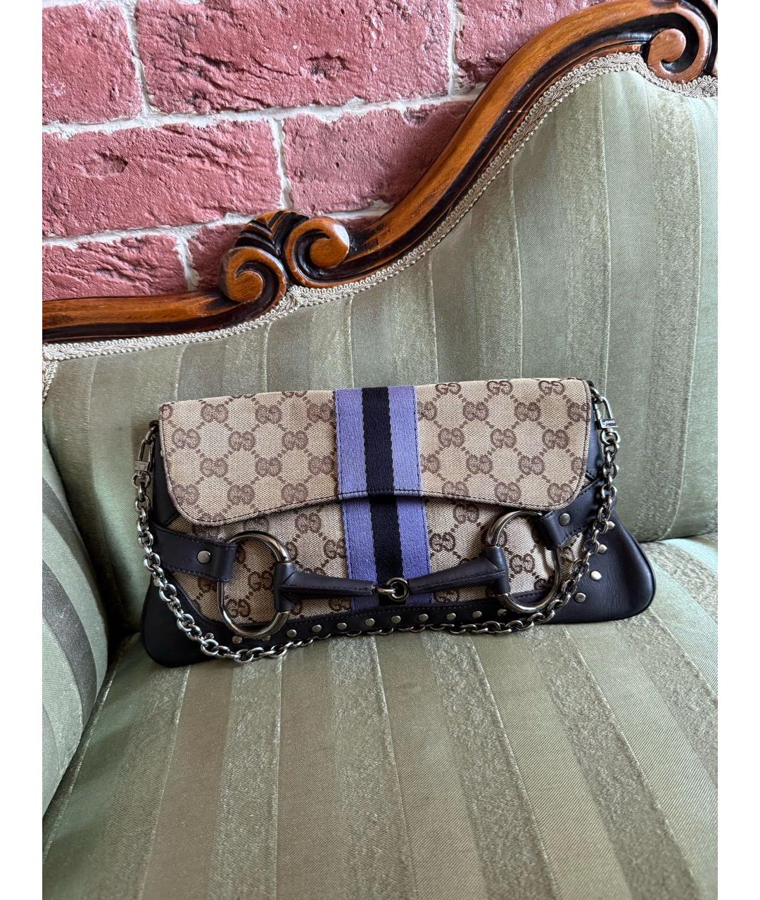GUCCI Коричневая канва сумка через плечо, фото 5