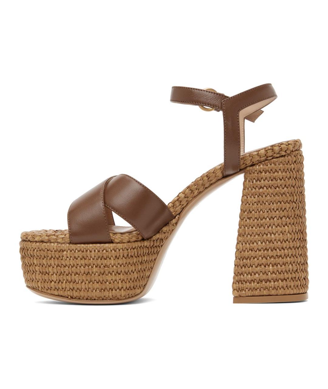 GIANVITO ROSSI Коричневые кожаные босоножки, фото 4