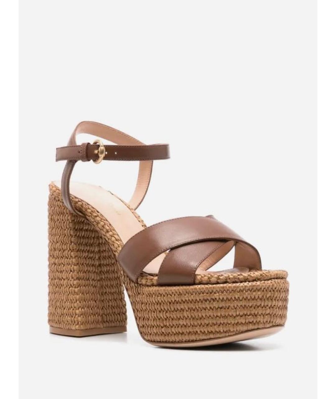 GIANVITO ROSSI Коричневые кожаные босоножки, фото 6