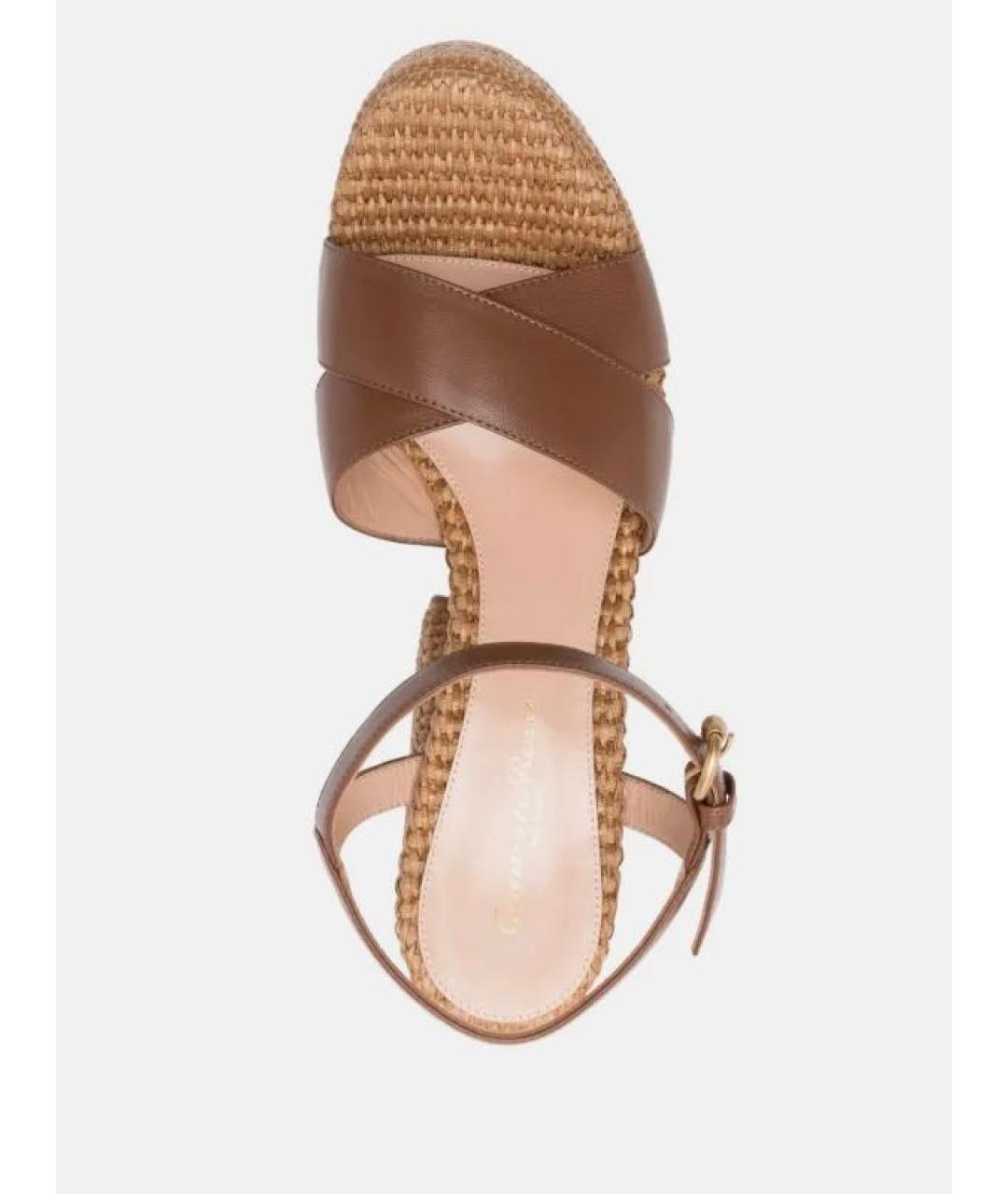 GIANVITO ROSSI Коричневые кожаные босоножки, фото 2