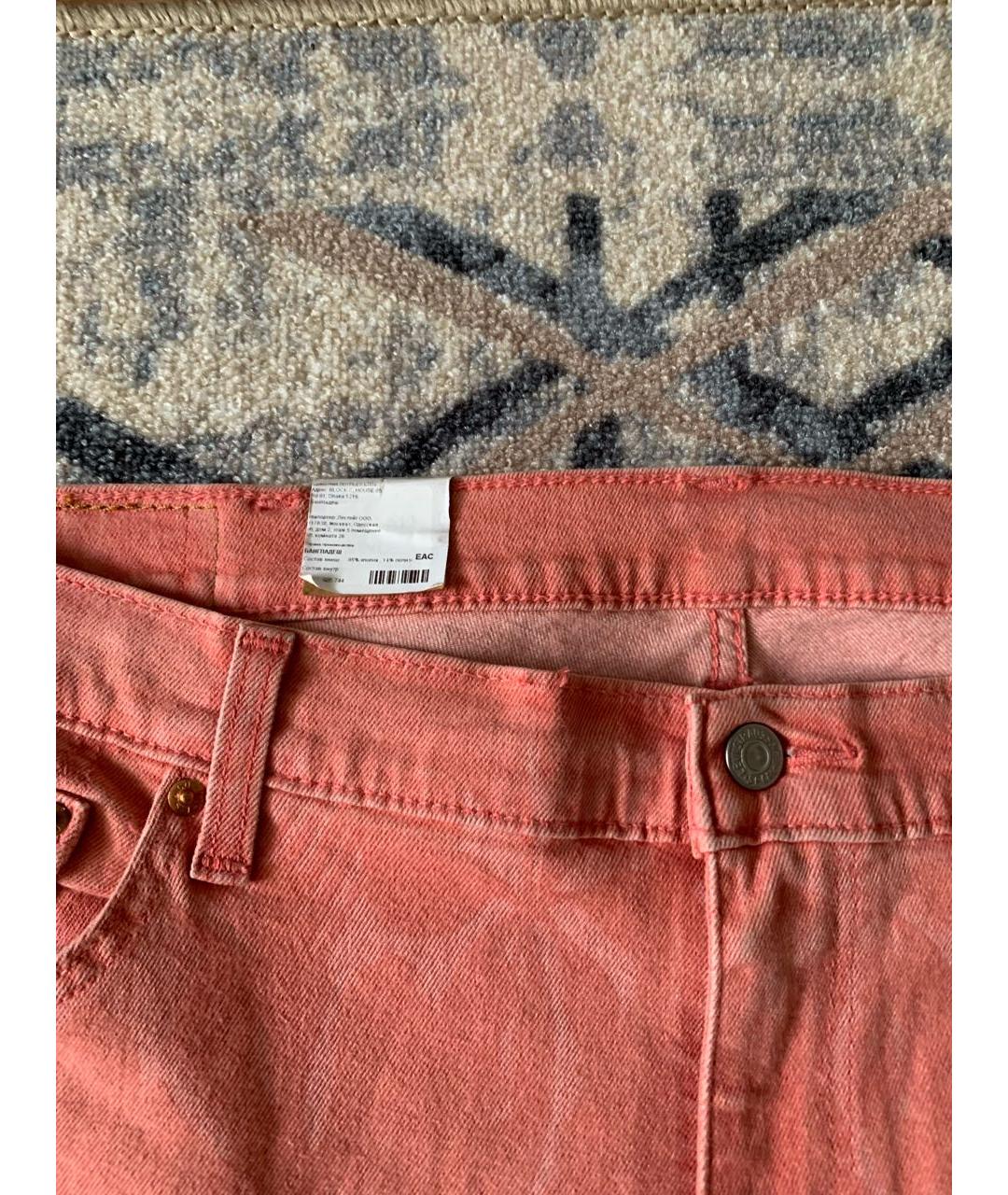 LEVI'S Розовые хлопко-эластановые прямые джинсы, фото 5