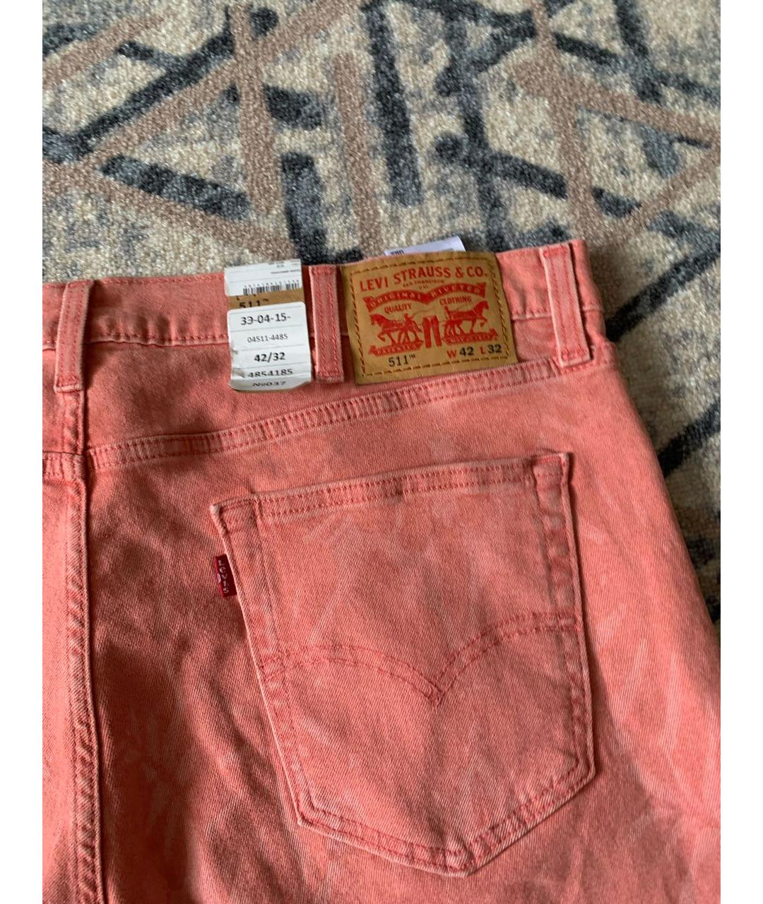 LEVI'S Розовые хлопко-эластановые прямые джинсы, фото 3