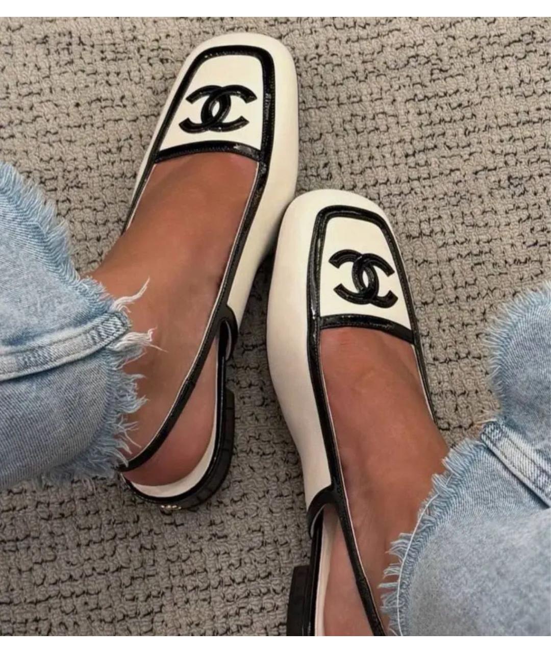 CHANEL Белые кожаные туфли, фото 5