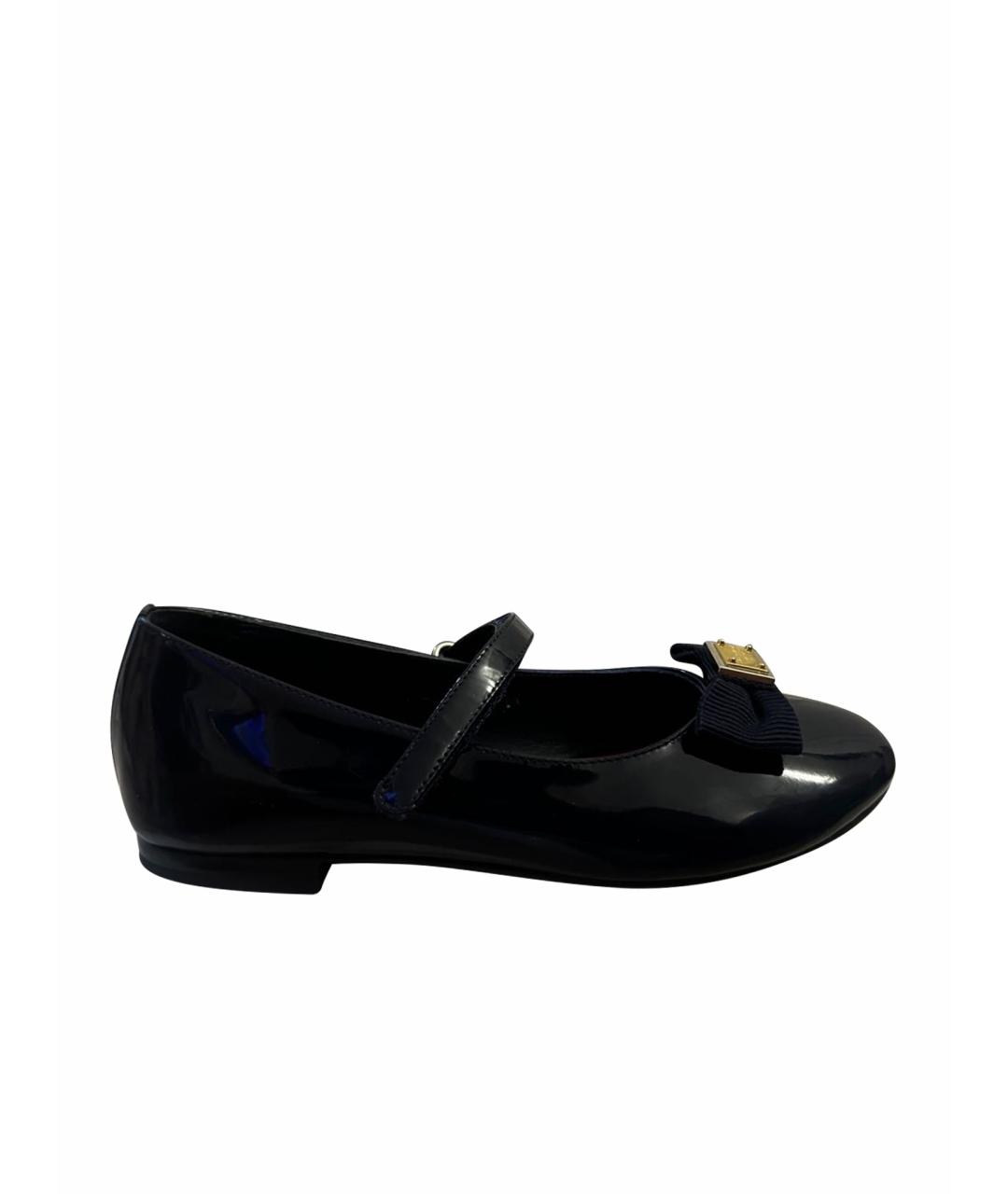 DOLCE&GABBANA Темно-синие туфли из лакированной кожи, фото 1