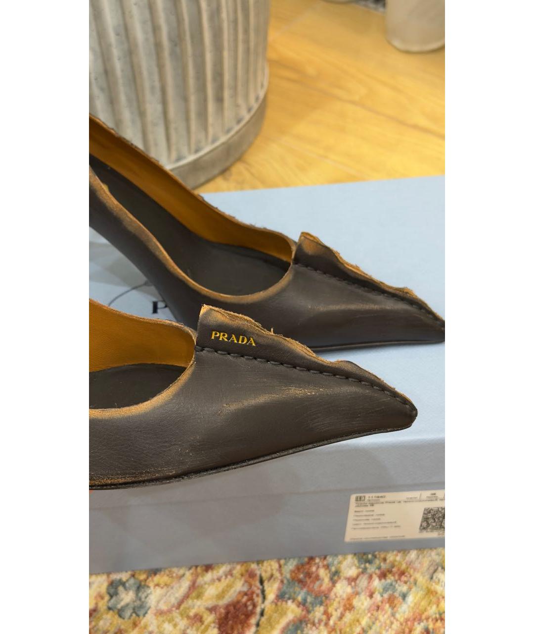 PRADA Коричневые кожаные туфли, фото 5