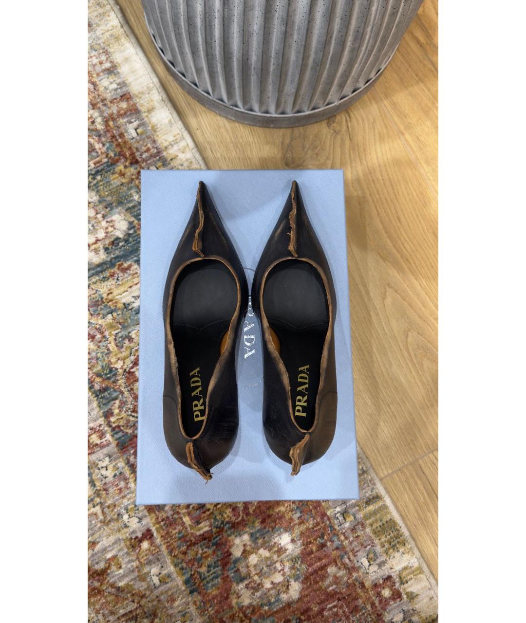 PRADA Коричневые кожаные туфли, фото 3