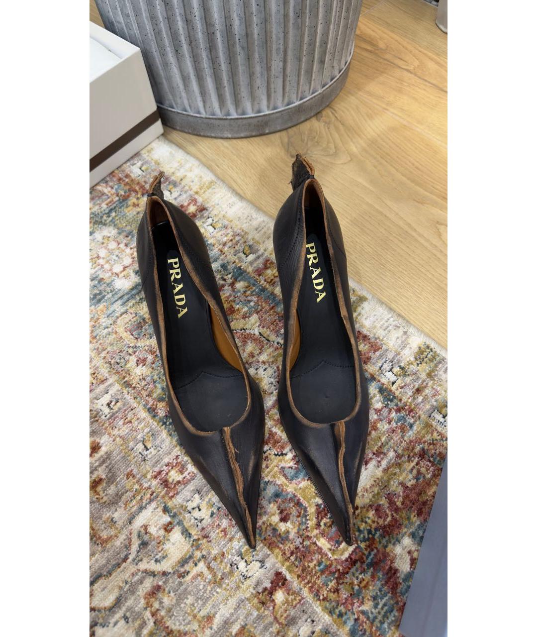 PRADA Коричневые кожаные туфли, фото 7