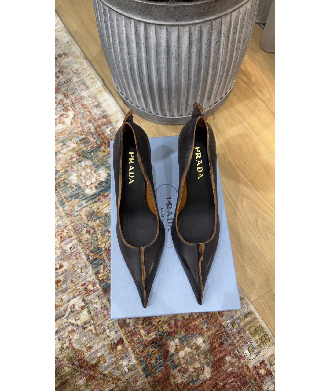PRADA Коричневые кожаные туфли, фото 2