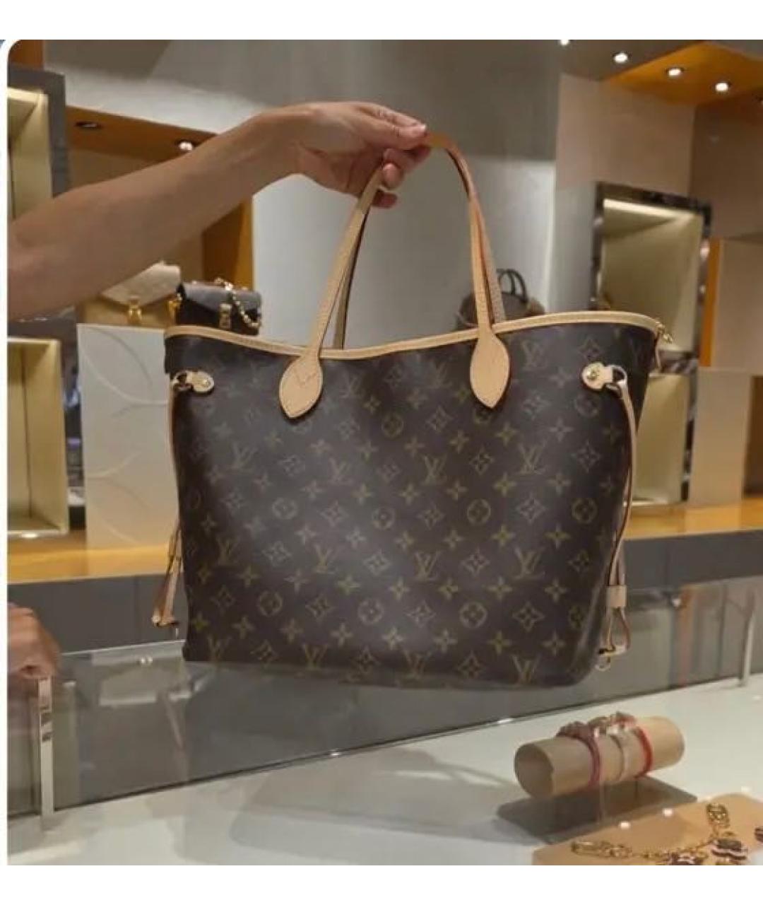 LOUIS VUITTON Коричневая канва сумка тоут, фото 4