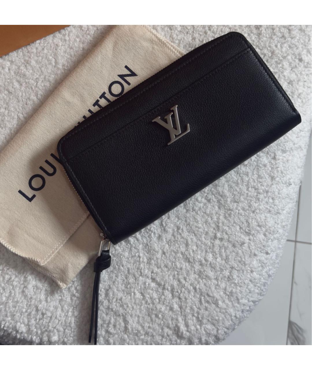 LOUIS VUITTON Черный кожаный кошелек, фото 3