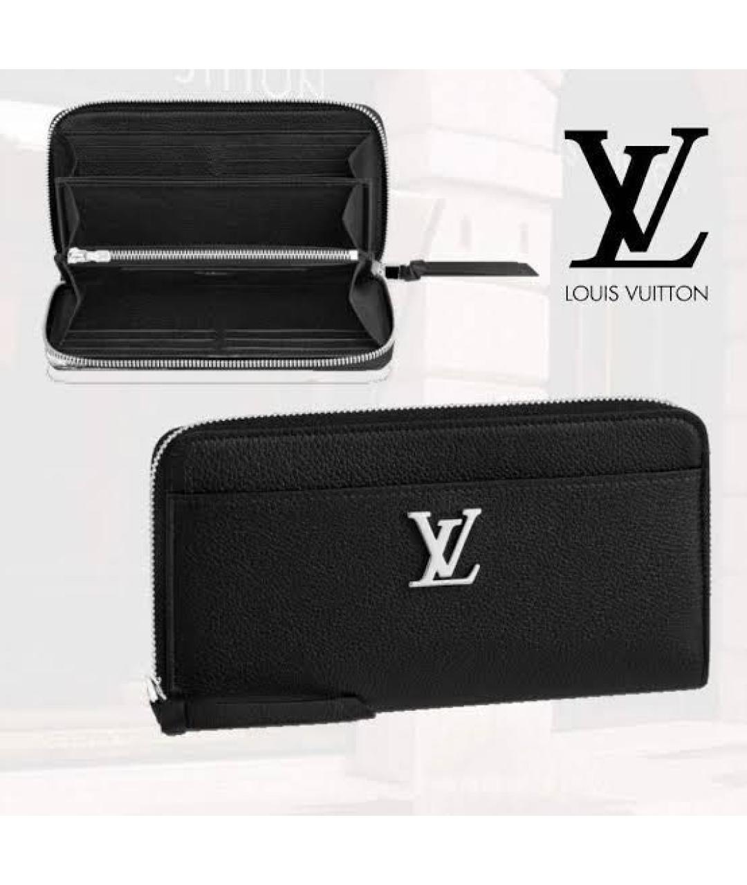 LOUIS VUITTON Черный кожаный кошелек, фото 2
