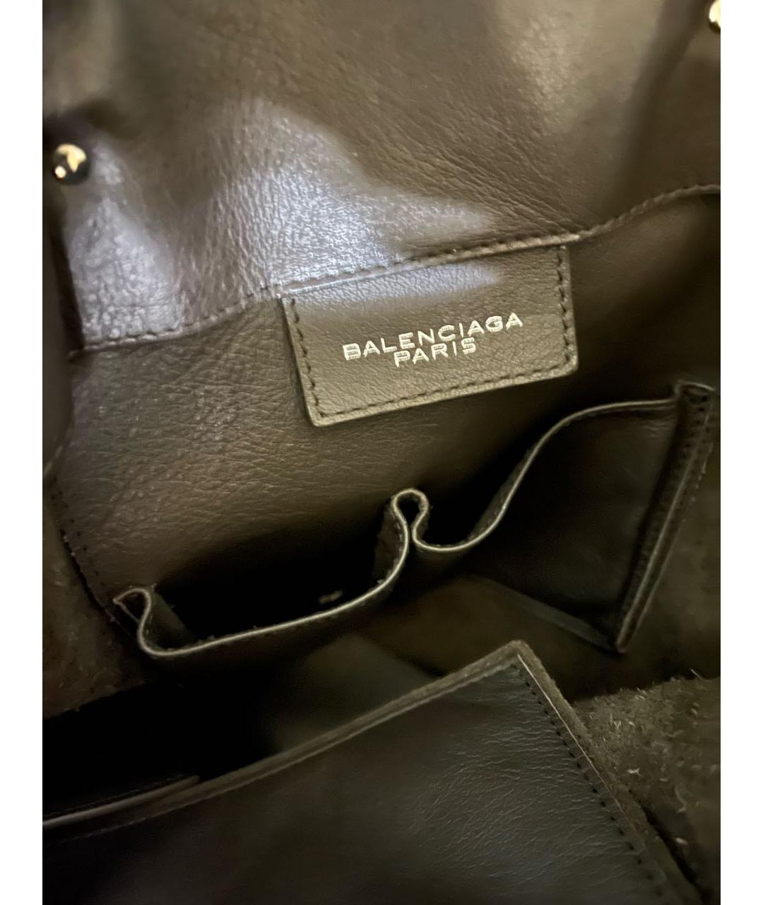 BALENCIAGA Антрацитовая кожаная сумка тоут, фото 5