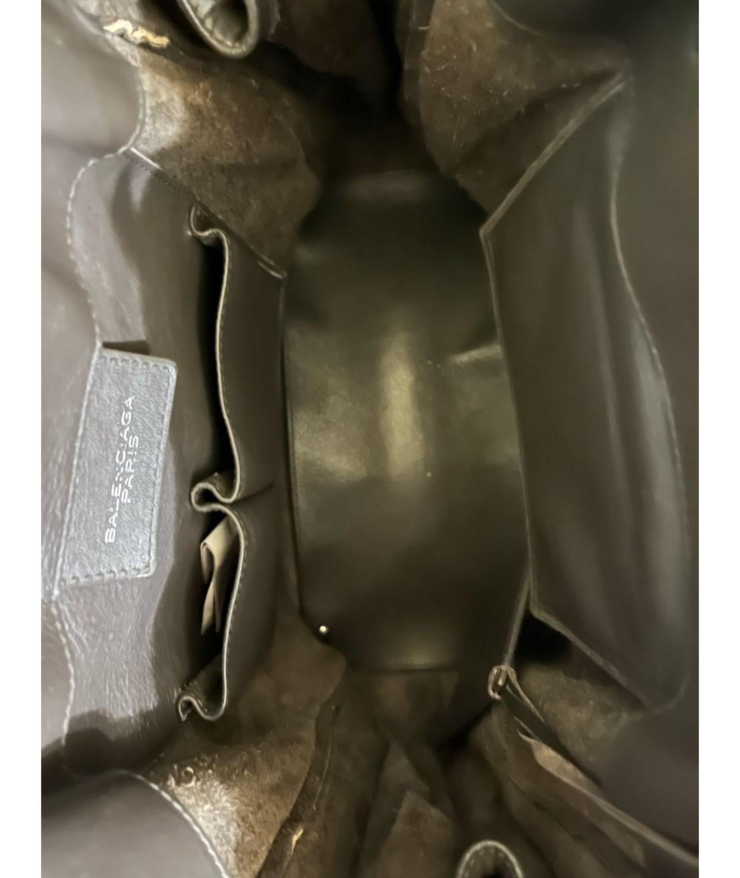 BALENCIAGA Антрацитовая кожаная сумка тоут, фото 4