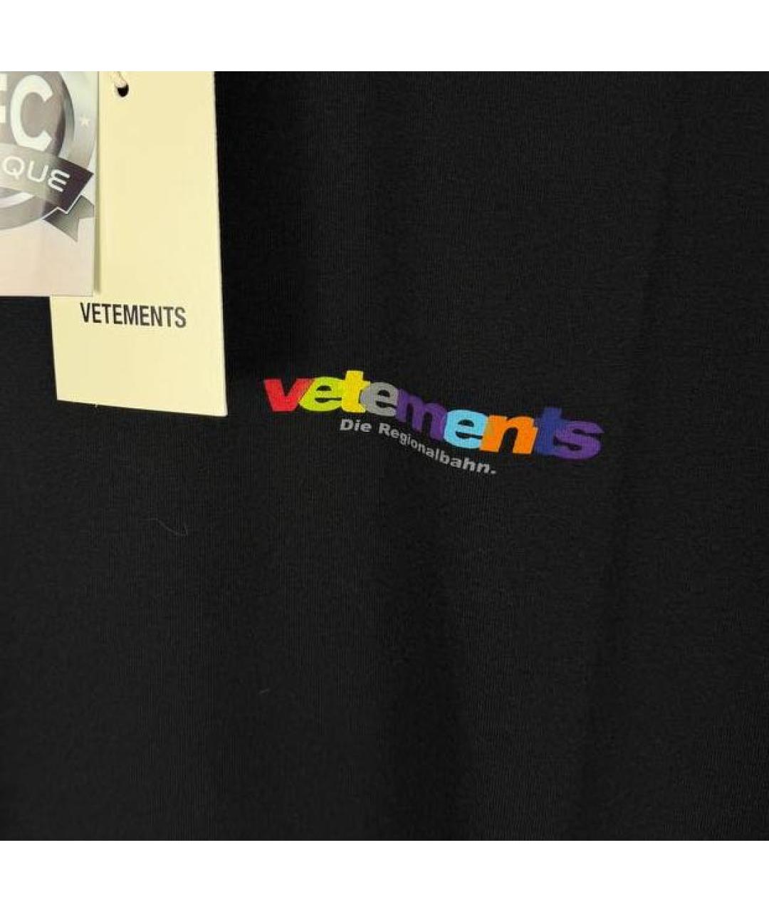 VETEMENTS Черная хлопковая футболка, фото 6