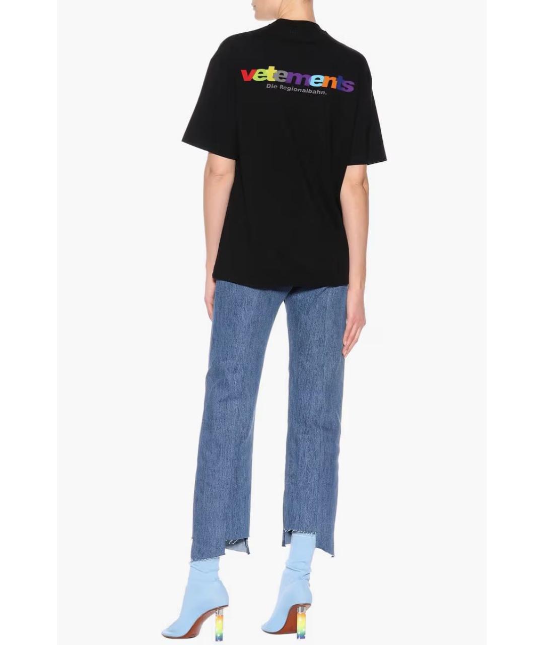 VETEMENTS Черная хлопковая футболка, фото 2