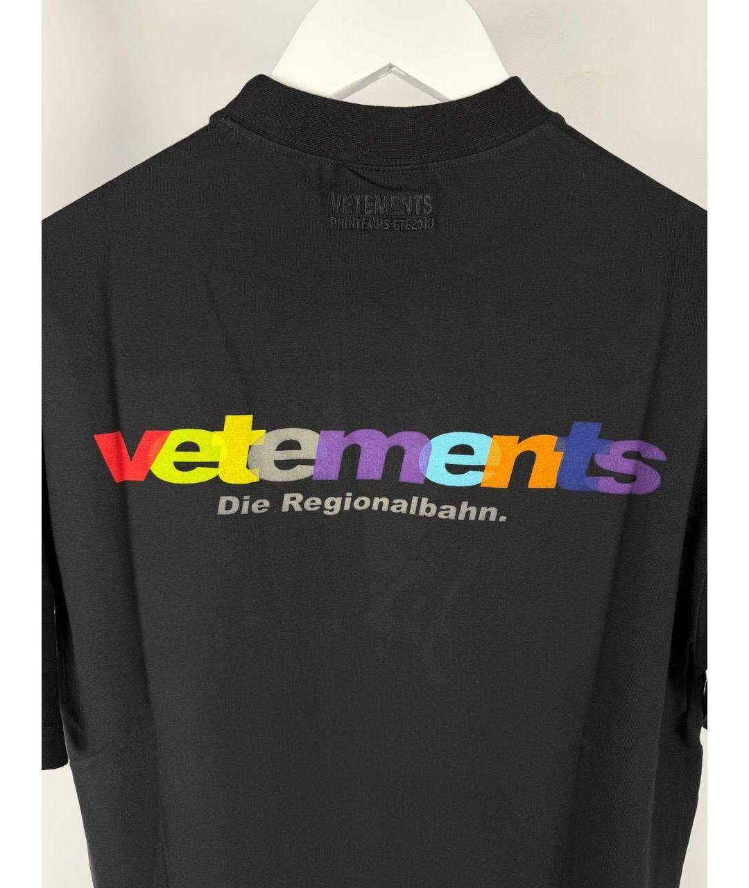 VETEMENTS Черная хлопковая футболка, фото 5