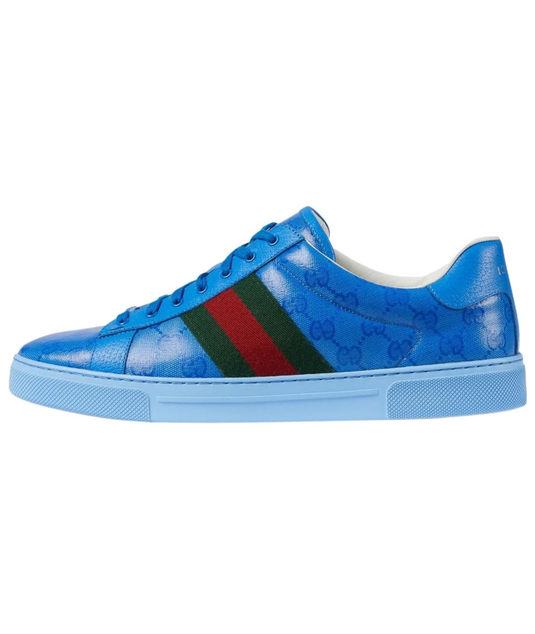 GUCCI Синие кожаные низкие кроссовки / кеды, фото 6