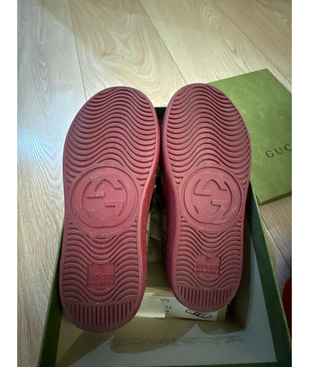 GUCCI Бордовые кожаные кеды, фото 6