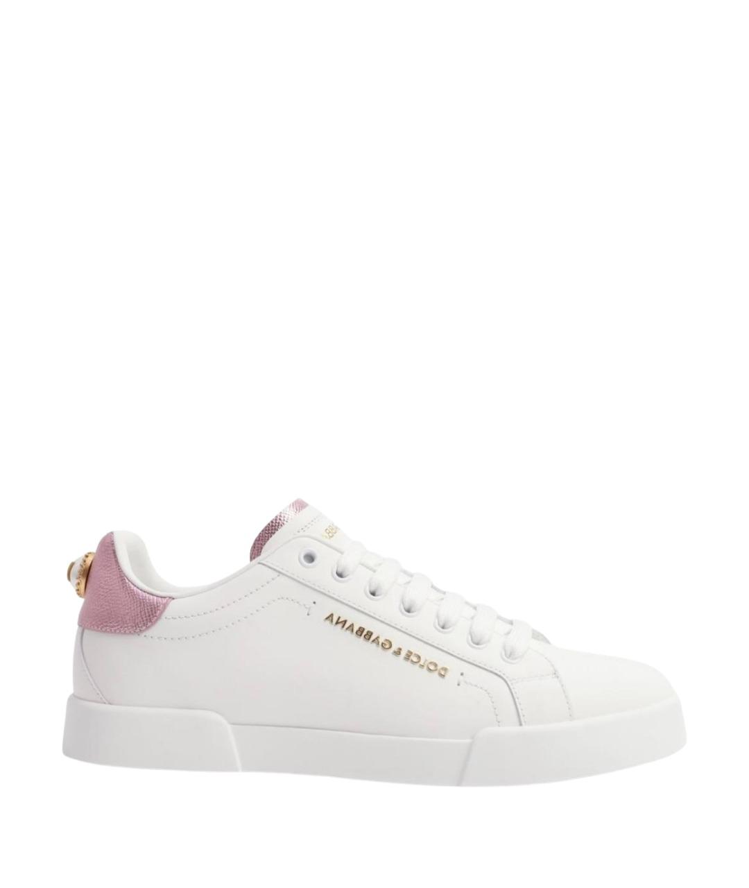 DOLCE&GABBANA Белые кожаные кеды, фото 1