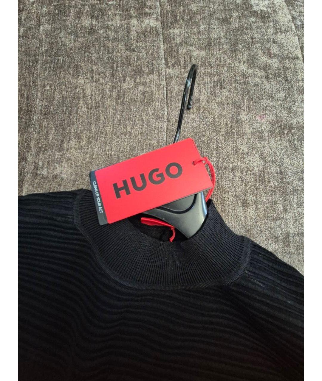 HUGO BOSS Черное вискозное повседневное платье, фото 3
