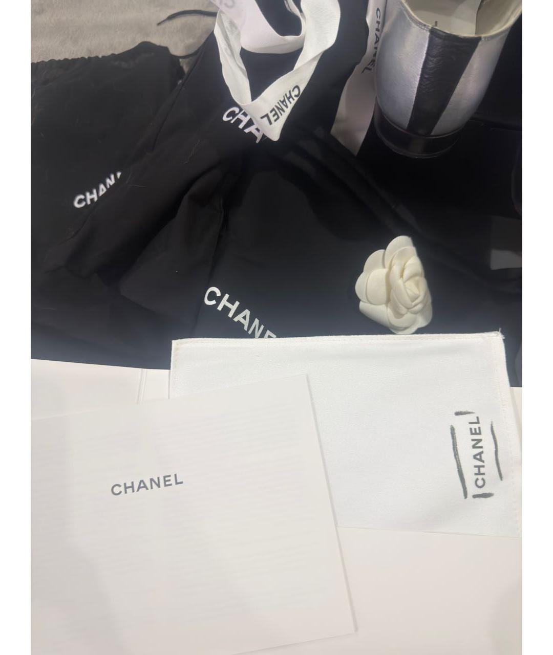 CHANEL Серебряные кожаные брогги и оксфорды, фото 6