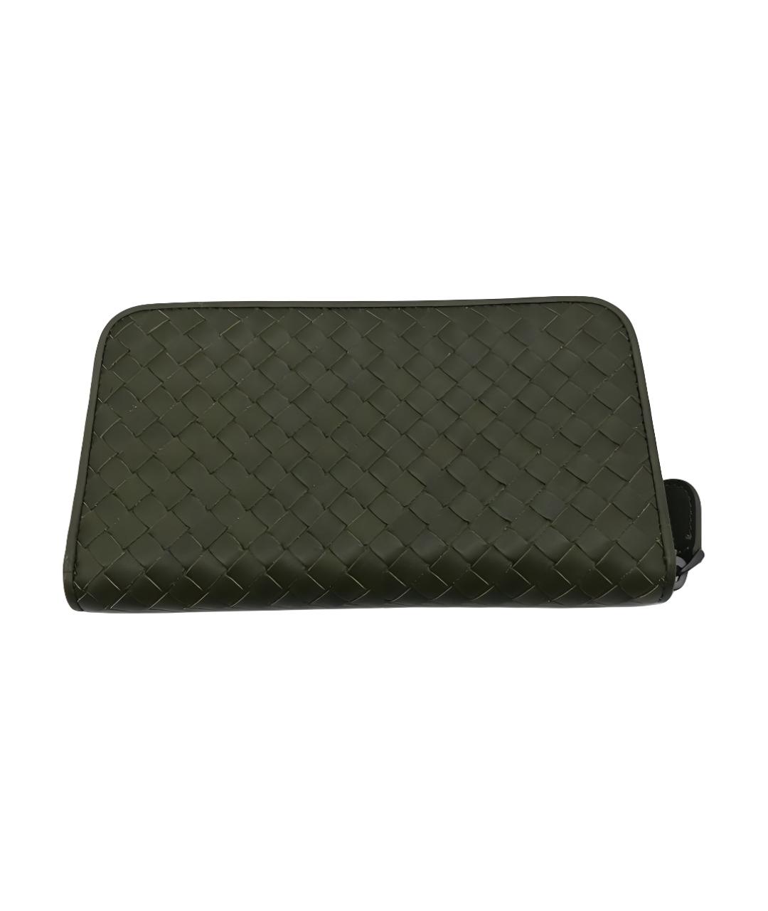 BOTTEGA VENETA Зеленый кожаный кошелек, фото 3