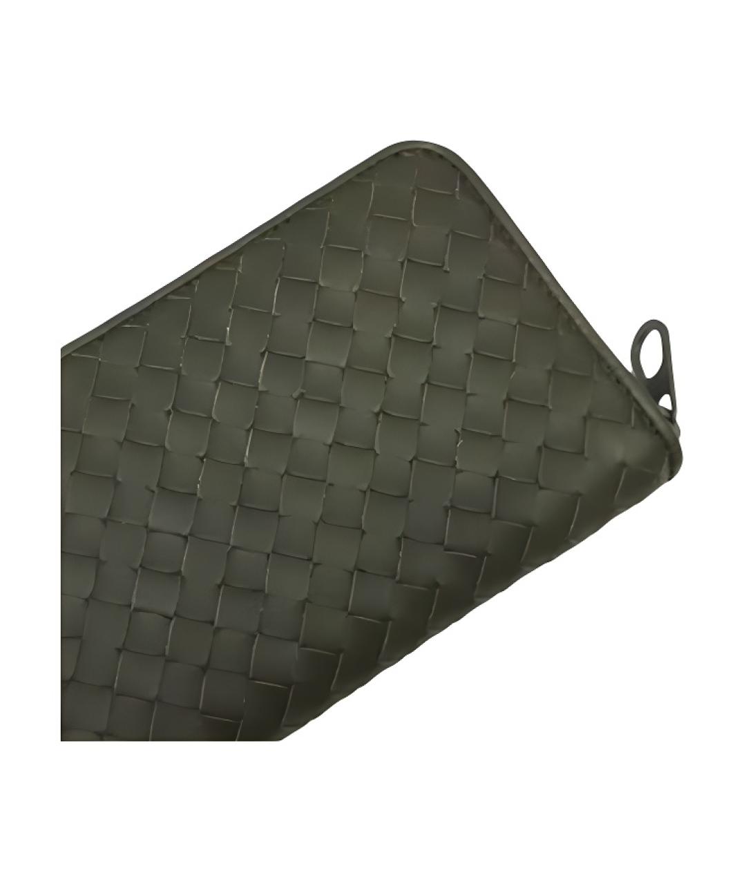 BOTTEGA VENETA Зеленый кожаный кошелек, фото 5