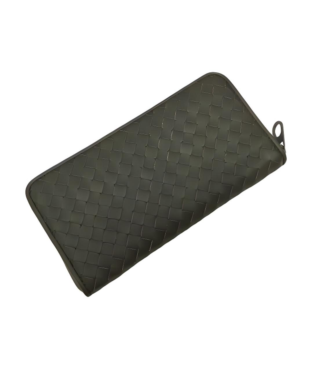 BOTTEGA VENETA Зеленый кожаный кошелек, фото 2